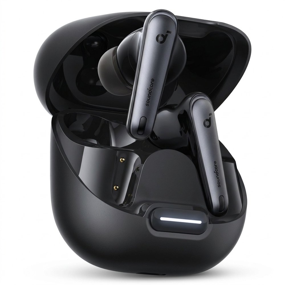 هدفون بلوتوثی انکر مدل Soundcore Liberty 4 NC با نویز کنسلینگ فعال (ANC)، درگاه شارژ USB Type-C، پشتیبانی از فرمان لمسی، مقاوم در برابر پاشش آب